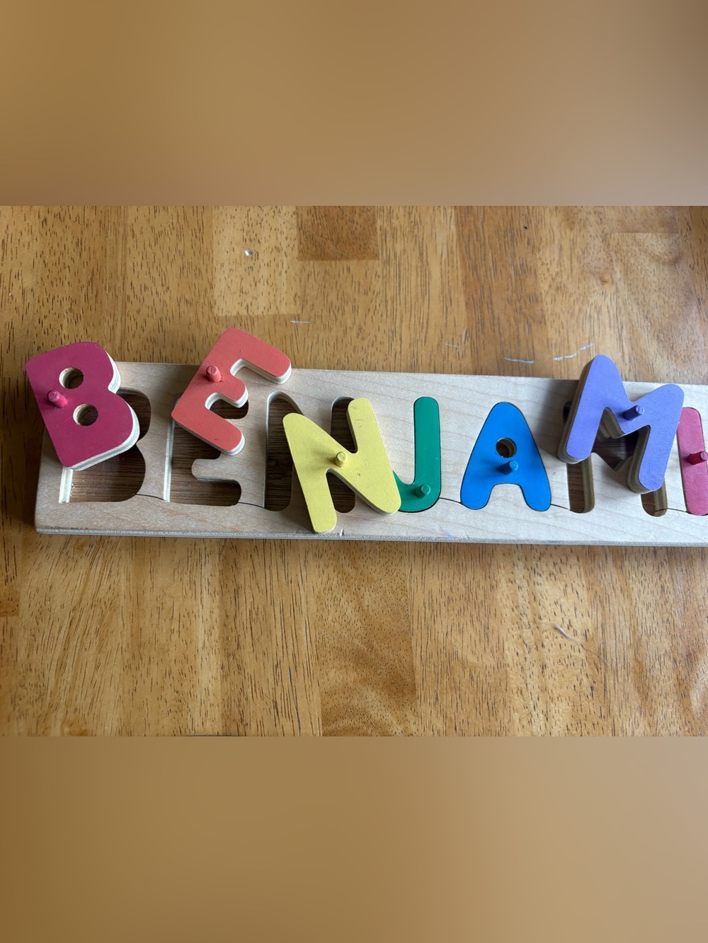 Wooden Alphabet Peg Name Puzzle - Multicolor Letter Set for Kids - Picture 2 of 6